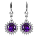 Premium Moroccan Amethyst, White Zircon Lever Back Earrings in Rhodium Over Sterling Silver 4.35 ctw - Sticky add to cart bar