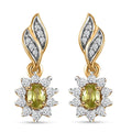 Premium Sphene and White Zircon Halo Dangle Earrings in 18K Vermeil Yellow Gold Over Sterling Silver 0.85 ctw - Sticky add to cart bar