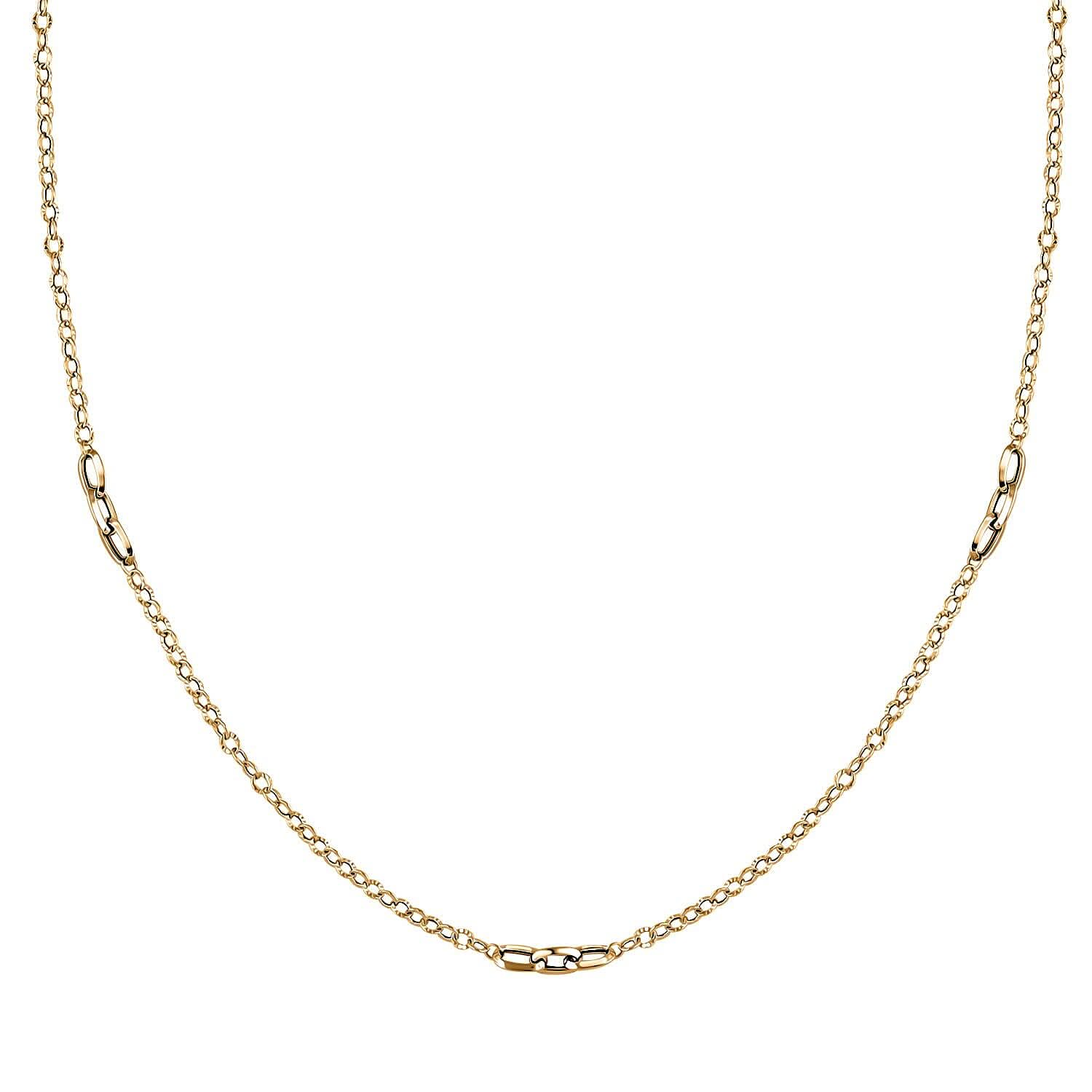 Italian Paperclip Station Necklace in 10K Yellow Gold 2.23 Grams 24 Inches