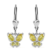 D'Joy Premium Sphene Butterfly Earrings in Rhodium Over Sterling Silver 0.85 ctw