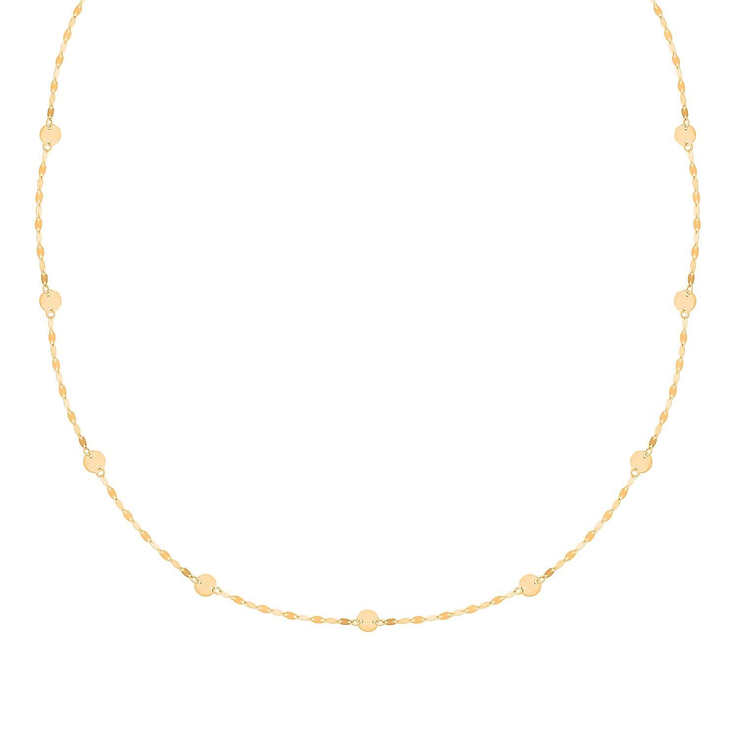 Italian Discs Stations Mirror Necklace in 10K Yellow Gold 1.10 Grams 20 Inches