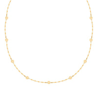 Italian Discs Stations Mirror Necklace in 10K Yellow Gold 1.10 Grams 20 Inches