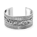 Bali Legacy Sterling Silver Floral Cuff Bracelet (7.25 In) 38.35 Grams - Sticky add to cart bar