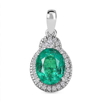 Rhapsody 950 Platinum AAAA Kagem Zambian Emerald and E-F VS2 Diamond Pendant without Chain 3.10 ctw