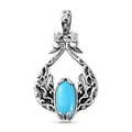 Indian Artistry Sleeping Beauty Turquoise 3.30 ctw Peacock Pendant without Chain in Sterling Silver - Sticky add to cart bar