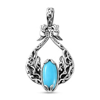 Indian Artistry Sleeping Beauty Turquoise 3.30 ctw Peacock Pendant without Chain in Sterling Silver