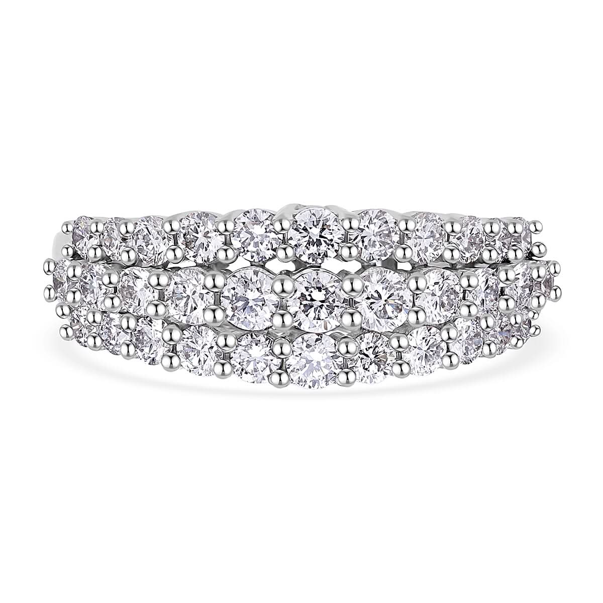 Lab Grown Diamond (G-H, SI) Ring in Platinum Over Sterling Silver (Size 10.0) 1.50 ctw
