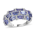 Tanzanite, Moissanite Ring in Platinum Over Sterling Silver (Size 6.0) 3.75 ctw - Sticky add to cart bar
