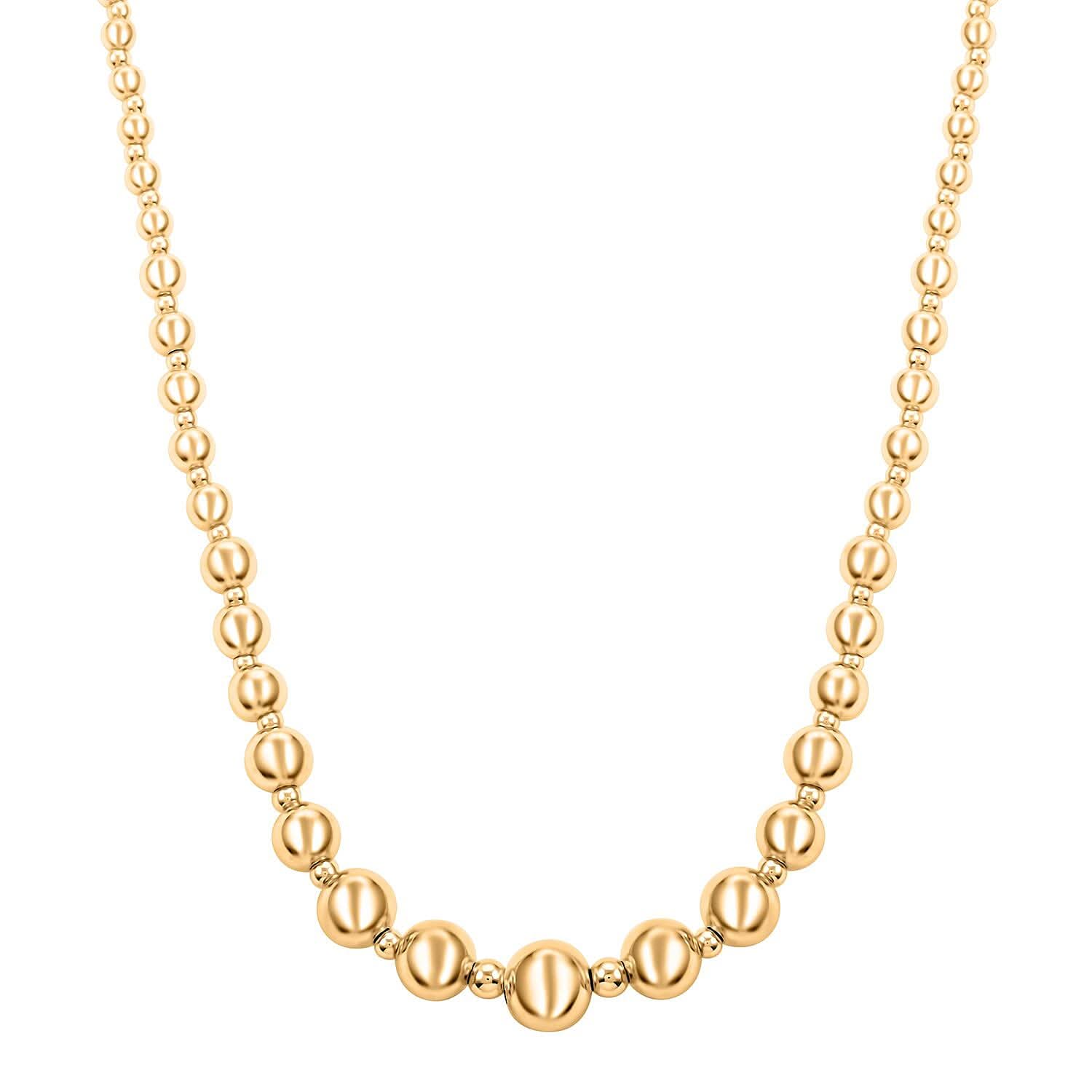 Italian 14K Yellow Gold Graduated Beads Necklace 18 Inches 5.40 Grams