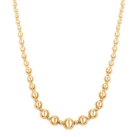 Italian 14K Yellow Gold Graduated Beads Necklace 18 Inches 5.40 Grams