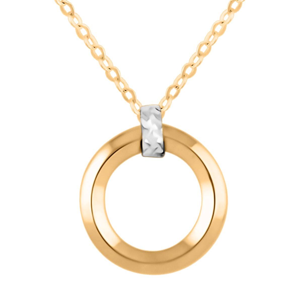Italian Knife-Edged Circle Necklace in 10K Yellow and White Gold 1.40 Grams 18-20 Inches