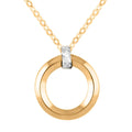 Italian Knife-Edged Circle Necklace in 10K Yellow and White Gold 1.40 Grams 18-20 Inches - Sticky add to cart bar