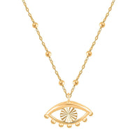 Italian 10K Yellow Gold Evil Eye Beaded Necklace 18-20 Inches 1.50 Grams
