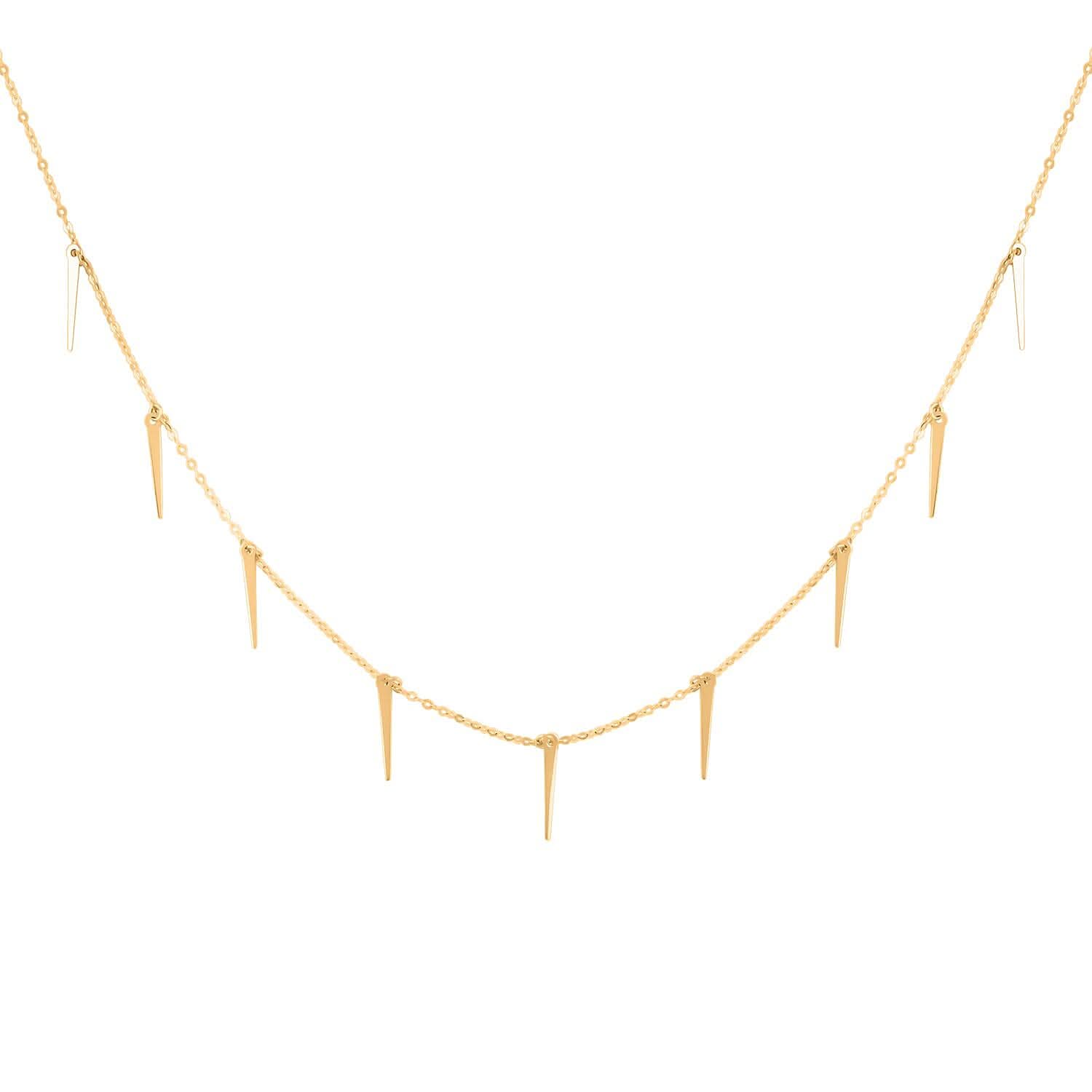 Italian Sword Drop Station Necklace in 10K Yellow Gold 1.16 Grams 18-20 Inches