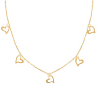 Disegno Cuori Italian 10K Yellow Gold Station Necklace 18-20 Inches 1.20 Grams