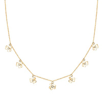Italian 10K Yellow Gold Clover Station Necklace 18-20 Inches 1.90 Grams