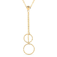 Italian 10K Yellow Gold Double Circle Pendant Necklace 18-20 Inches 0.80 Grams