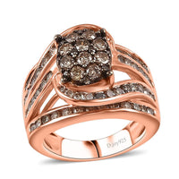 Doorbuster Natural Champagne Diamond Ring in Vermeil RG Over Sterling Silver (Size 6.0) 1.95 ctw