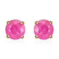 Luxoro 10K Yellow Gold Premium Mozambique Ruby Solitaire Stud Earrings 2.50 ctw