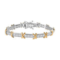 Moissanite XO Bracelet in Vermeil YG and Platinum Over Sterling Silver (6.50 In) 4.10 ctw - Sticky add to cart bar
