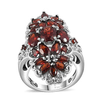 Mozambique Garnet Floral Ring in Platinum Over Sterling Silver (Size 10.0) 5.60 ctw