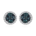 AAA Monte Belo Indicolite and Moissanite Stud Earrings in Rhodium Over Sterling Silver 1.15 ctw - Sticky add to cart bar