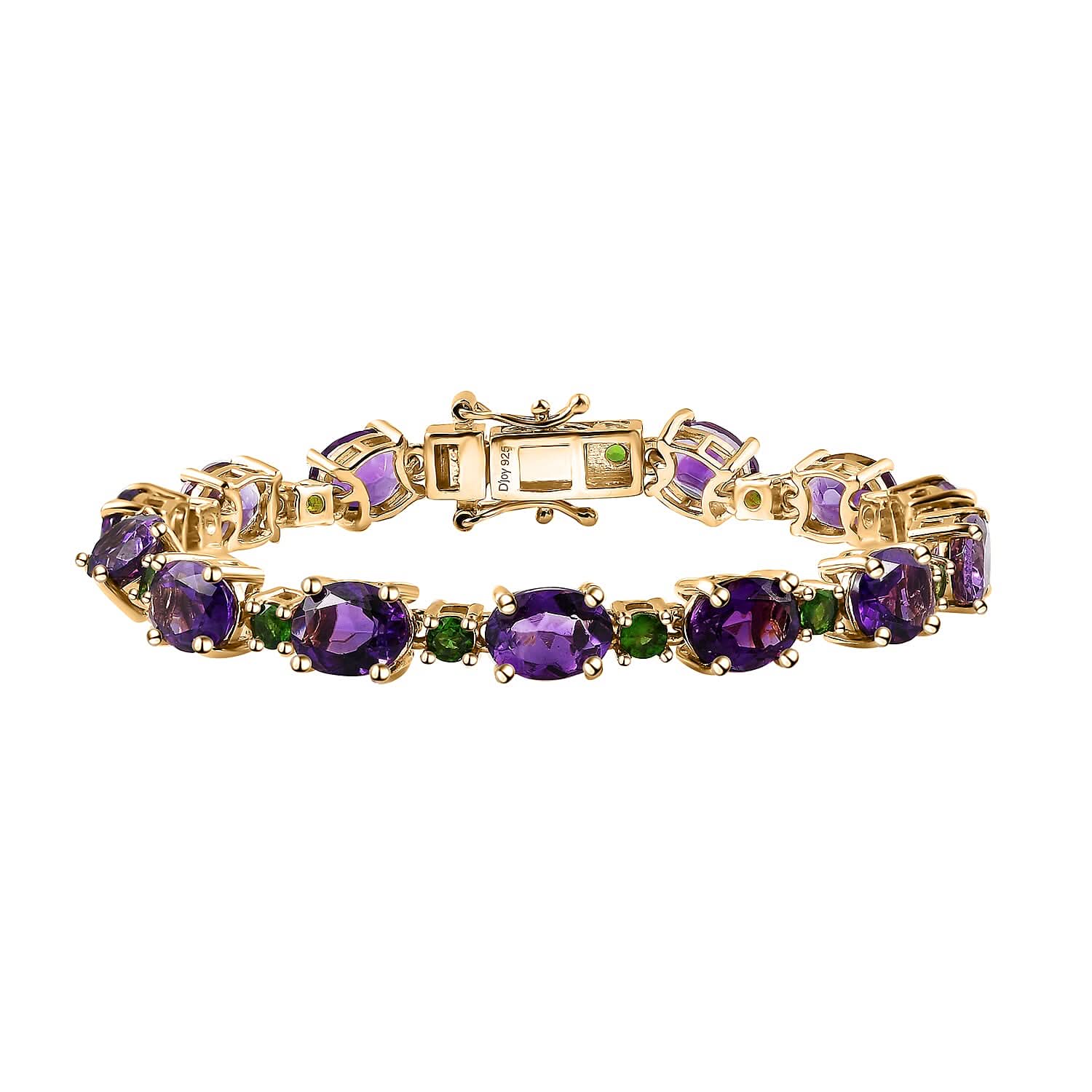 Premium Moroccan Amethyst, Chrome Diopside Bracelet in 18K Vermeil YG Over Sterling Silver (6.50 In) 16.50 ctw