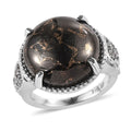 Matrix Silver Shungite, White Zircon Ring in Stainless Steel (Size 10.0) 10.00 ctw - Sticky add to cart bar