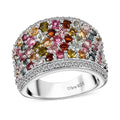 Multi-Tourmaline, White Zircon Ring in Rhodium Over Sterling Silver (Size 10.0) 4.20 ctw - Sticky add to cart bar