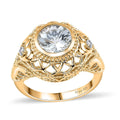 AAA Mangoro Aquamarine and Moissanite Ring in 18K Vermeil Yellow Gold Over Sterling Silver 1.75 ctw - Sticky add to cart bar