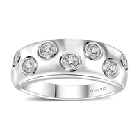 Moissanite Ring in Platinum Over Sterling Silver (Size 10.0) 0.40 ctw
