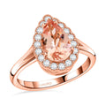 Certified & Appraised Luxoro 14K Rose Gold AAA Pink Morganite and G-H I2 Diamond Ring 1.50 ctw - Sticky add to cart bar