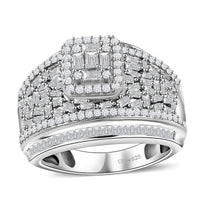 14 Aug TLV Diamond Ring in Platinum Over Sterling Silver (Size 10.0) 1.50 ctw