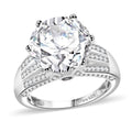 Moissanite, Ceylon Blue Sapphire Ring in Platinum Over Sterling Silver (Size 10.0) 6.50 ctw - Sticky add to cart bar