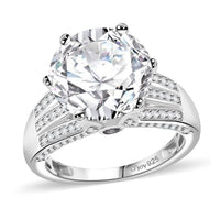 Moissanite, Ceylon Blue Sapphire Ring in Platinum Over Sterling Silver (Size 10.0) 6.50 ctw