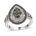 Green and White Diamond Ring in Rhodium Over Sterling Silver 1.00 ctw (Del. in 8-10 Days) - Sticky add to cart bar