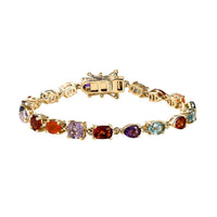 Multi Gemstone 8.20 ctw Bracelet in 14K Vermeil Yellow Gold Over Sterling Silver (6.50 In)