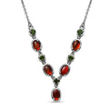 Canadian Ammolite and Chrome Diopside Necklace 18-20 Inches in Platinum Over Sterling Silver 0.60 ctw - Sticky add to cart bar