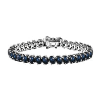 Premium Blue Star Sapphire (DF) Bracelet in Platinum Over Sterling Silver (6.50 In) 30.10 ctw