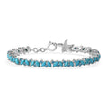 Premium Sleeping Beauty Turquoise and Malgache Neon Apatite Star Fish Motif Bracelet in Rhodium Over Sterling Silver (7.25 In) 7.10 ctw - Sticky add to cart bar