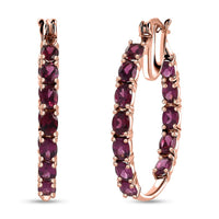 Tanzanian Wine Garnet Inside Out Hoop Earrings in 18K Vermeil Rose Gold Over Sterling Silver 5.40 ctw