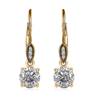 Moissanite Lever Back Earring in Vermeil Yellow Gold Over Sterling Silver 1.50 ctw