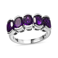 Premium Multi Gemstone 5 Stone Ring in Platinum Over Sterling Silver 4.20 ctw
