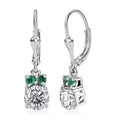 Moissanite and Kagem Zambian Emerald 1.70 ctw Lever Back Earring in Platinum Over Sterling Silver - Sticky add to cart bar