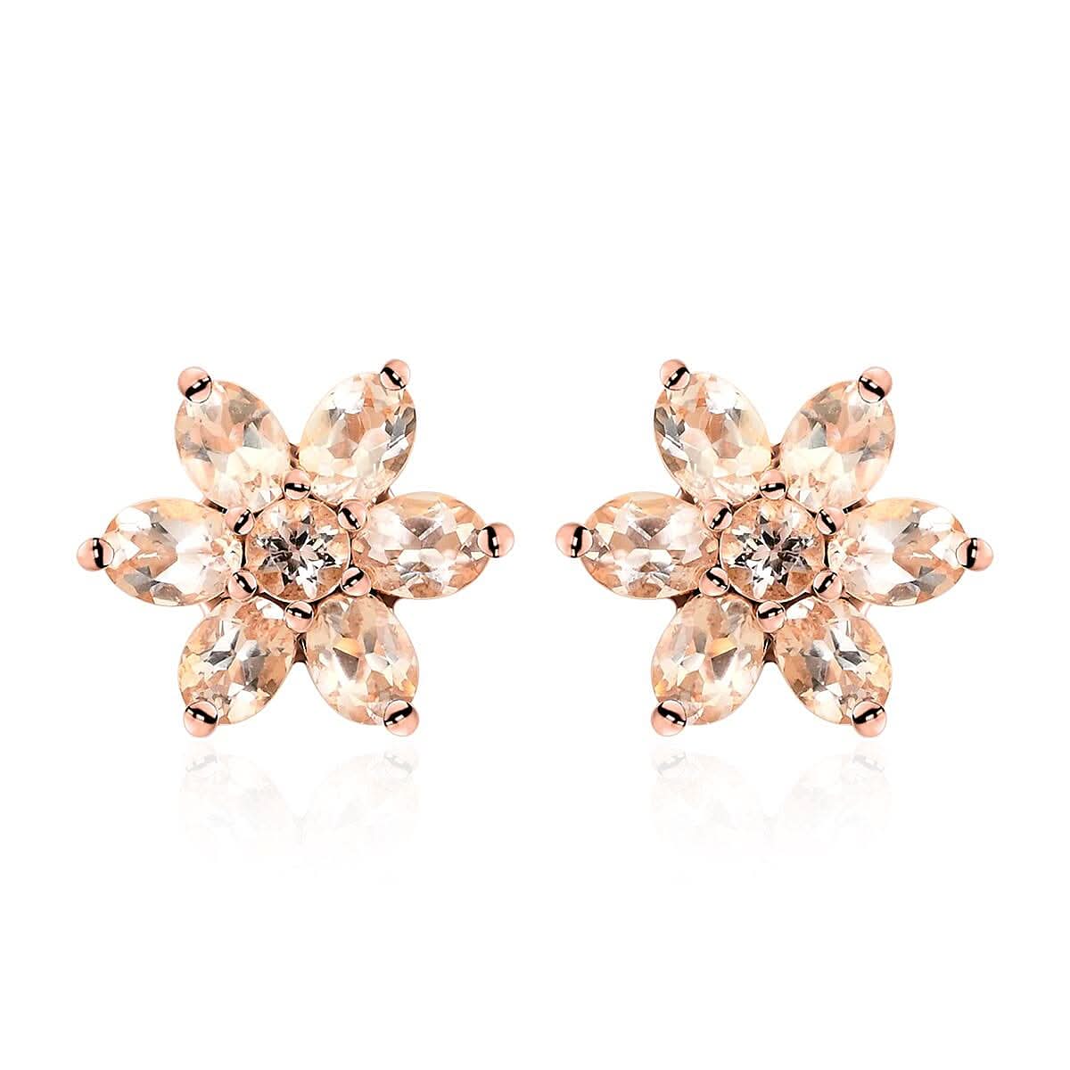 10K Rose Gold Marropino Morganite Stud Earrings 2.00 ctw
