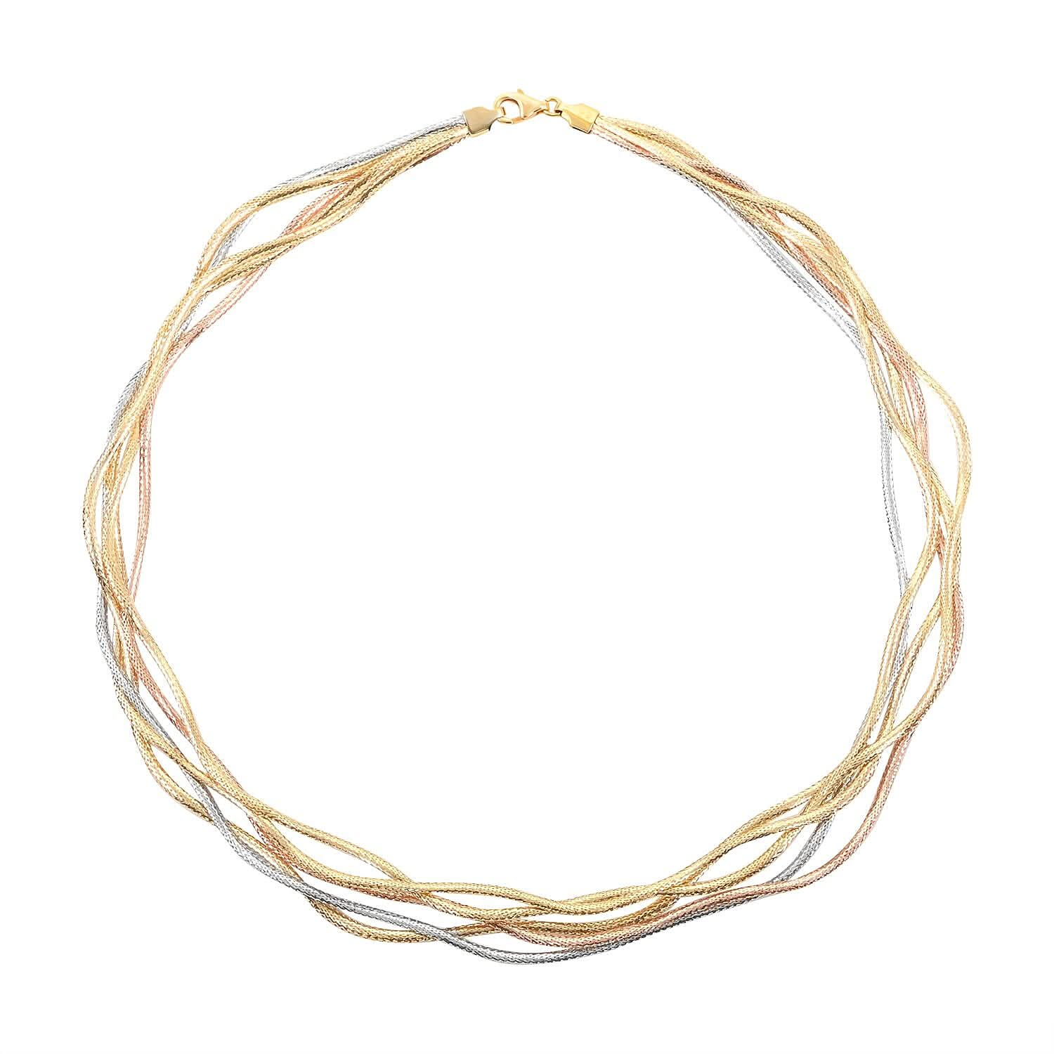 Mare Colorato Italian 10K Yellow, Rose and White Gold Necklace 18 Inches 4.40 Grams