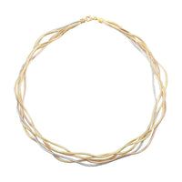 Mare Colorato Italian 10K Yellow, Rose and White Gold Necklace 18 Inches 4.40 Grams