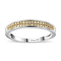 Natural Yellow Diamond (I3) Band Ring in Rhodium Over Sterling Silver (Size 10.0) 0.25 ctw - Sticky add to cart bar