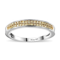 Natural Yellow Diamond (I3) Band Ring in Rhodium Over Sterling Silver (Size 10.0) 0.25 ctw