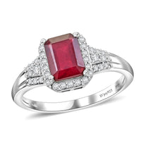 Niassa Ruby (FF) and White Zircon 2.75 ctw Ring in Rhodium Over Sterling Silver